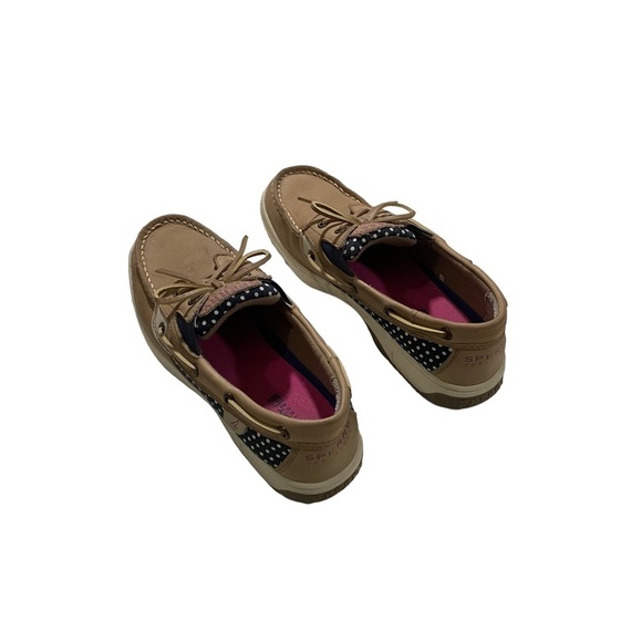Sperry Butterfly Fish Women Tan & Blue & White Dots Loafers Boat Shoes Sz 5M - Picture 2 of 10